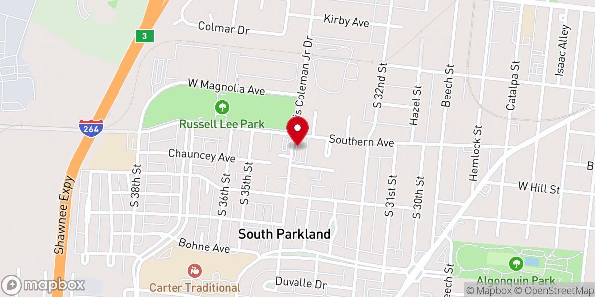 Map showing location of New Zion Baptist Church