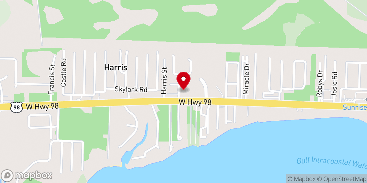 Map showing location of Florosa Baptist Church