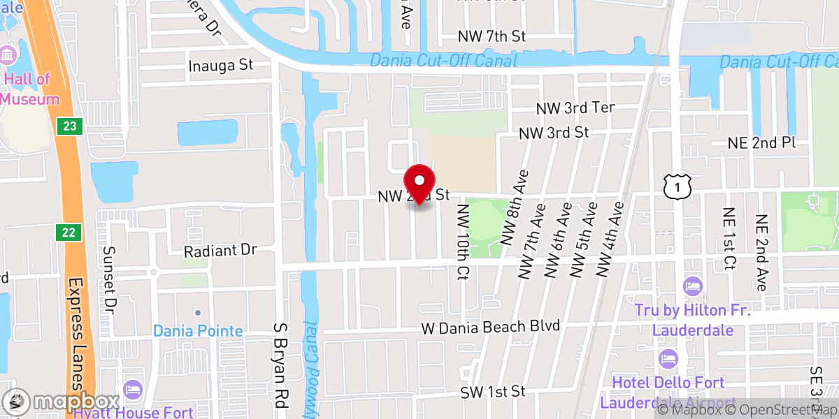 Map showing location of Dania Beach Ebenezer SDA Church