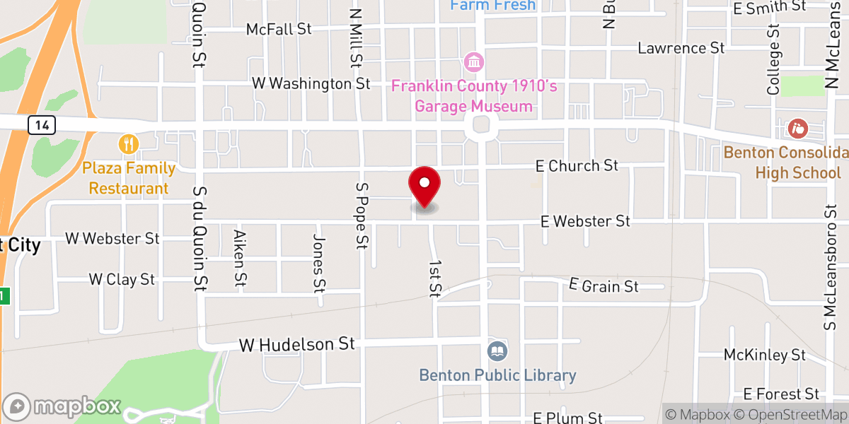 Map showing location of Benton, IL 62812