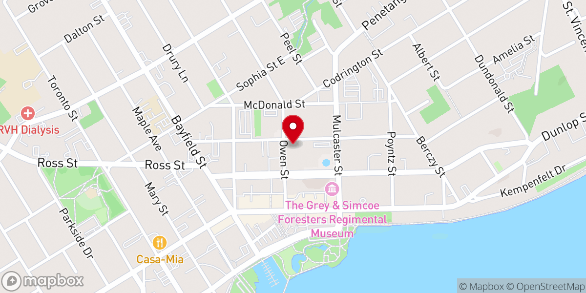 Map showing location of St. Andrew's Presbyterian Church