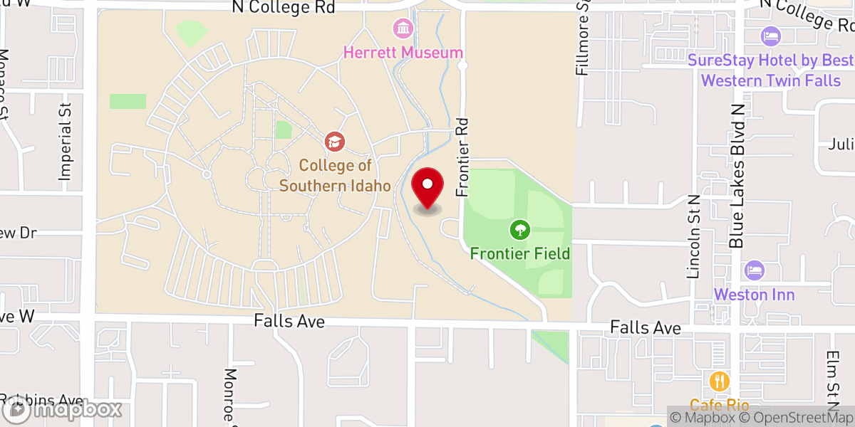 Map showing location of Twin Falls Community Church