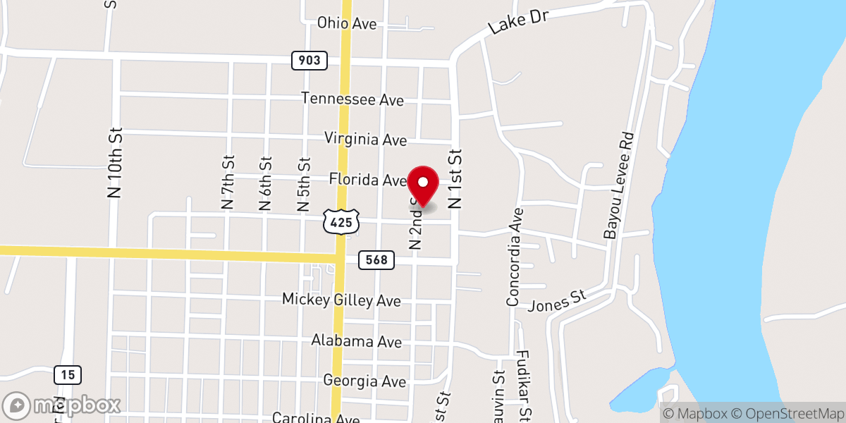 Map showing location of Concordia Parish Senior Center
