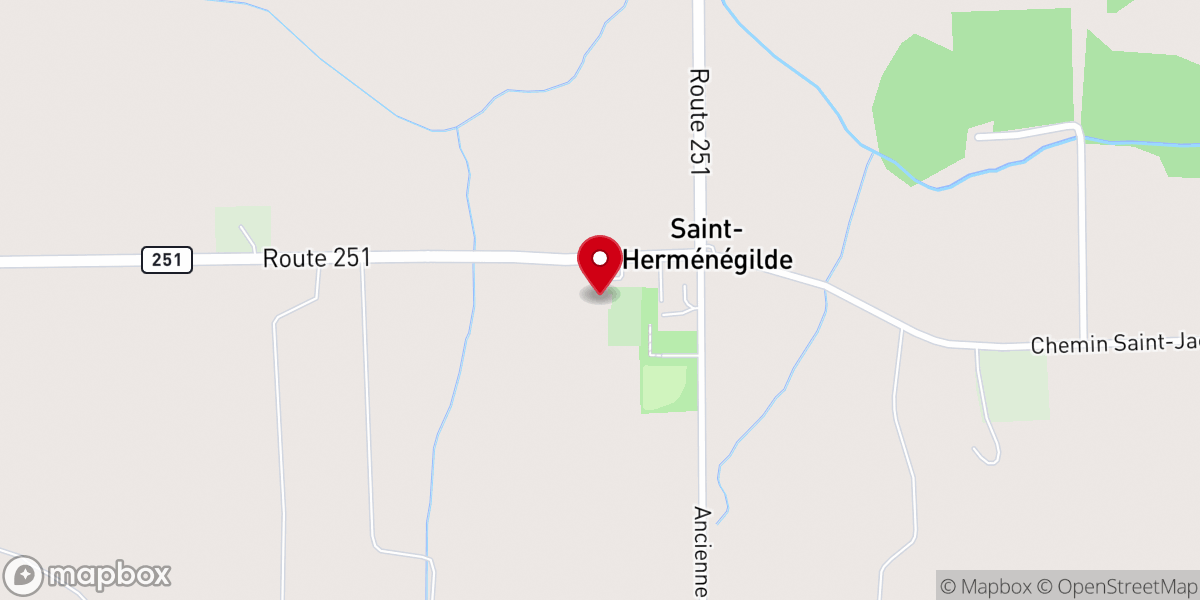Map showing location of Église de St-Herménégilde