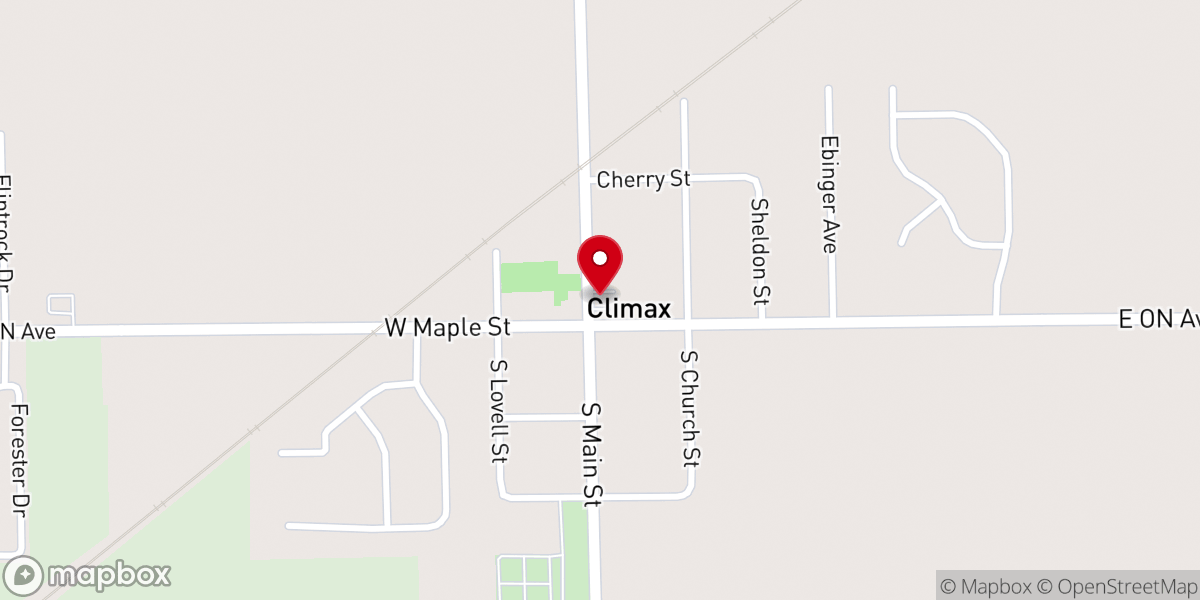 Map showing location of Climax Township Hall