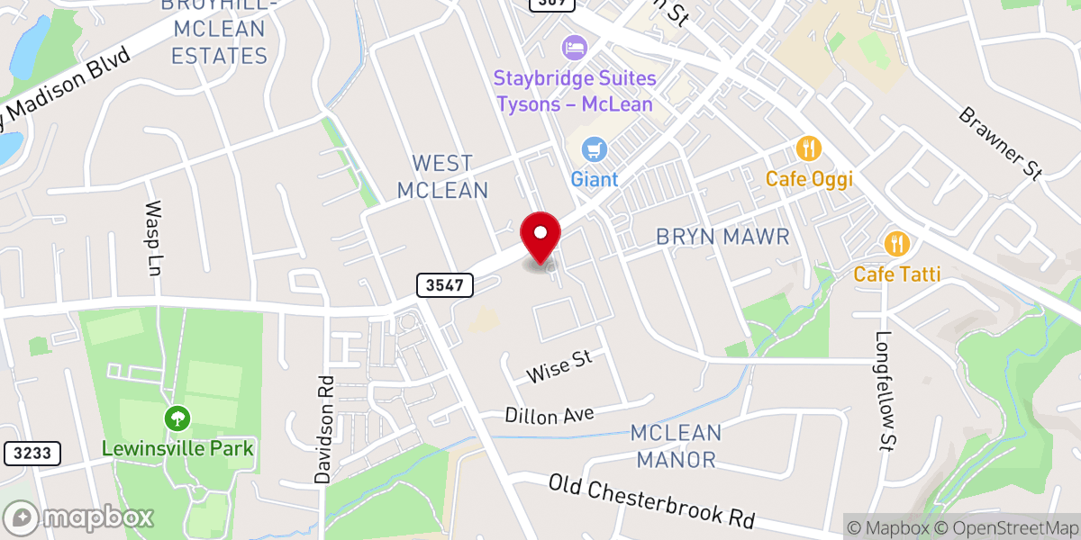 Map showing location of Sunrise of McLean Village