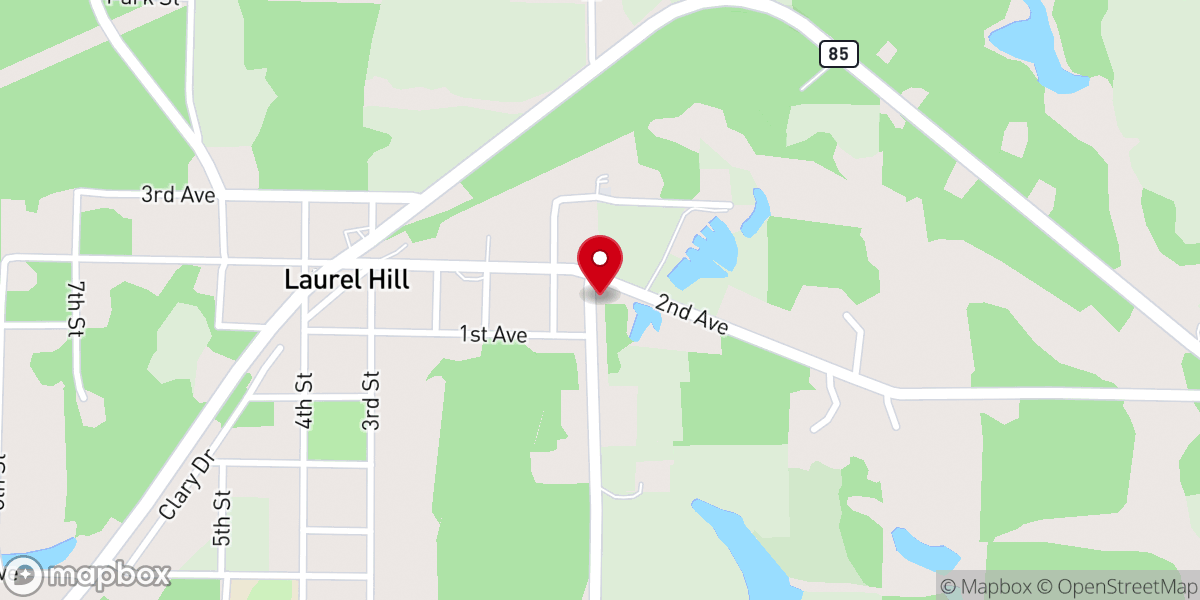 Map showing location of First Assembly of God of Laurel Hill