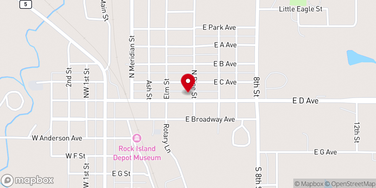 Map showing location of Waurika Methodist Church