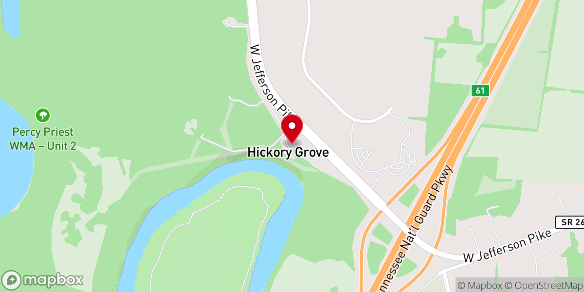 Map showing location of Hickory Grove Church
