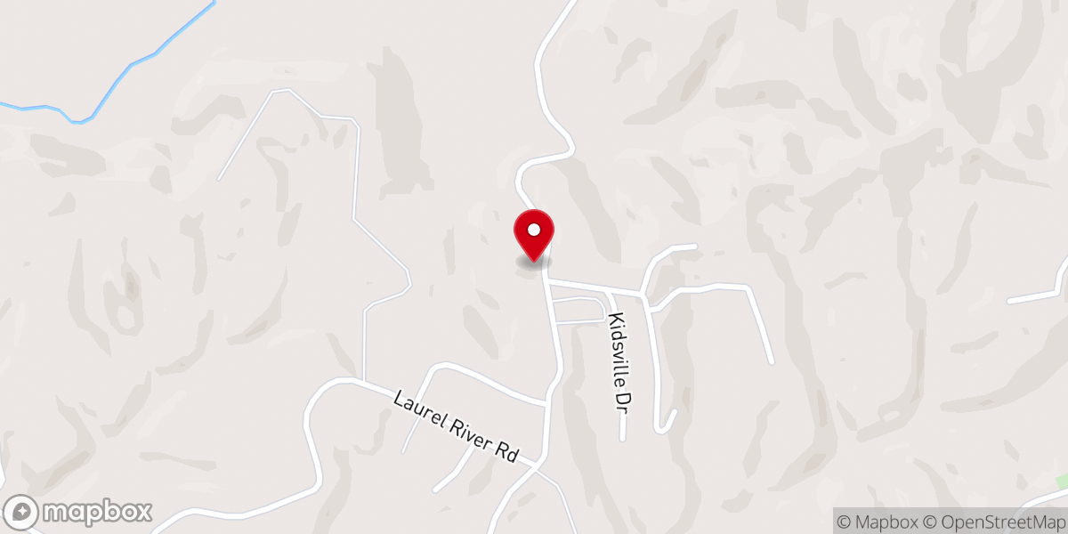 Map showing location of Laurel River United Baptist Church