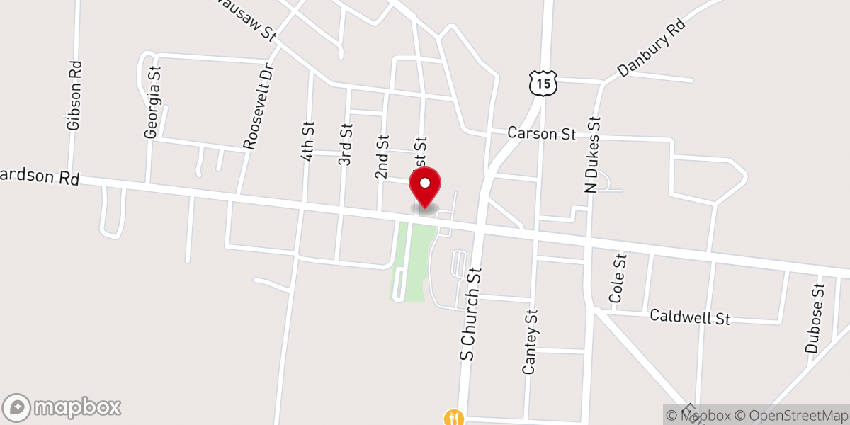 Map showing location of St Mark Ame Church