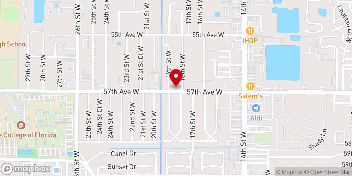 Map showing location of Iglesia Luz de Esperanza de Bradenton - Alianza Cristiana y Misionera