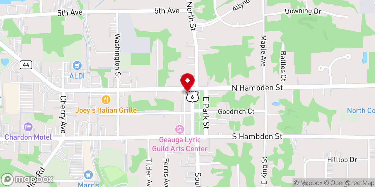 Map showing location of Chardon Assembly of God