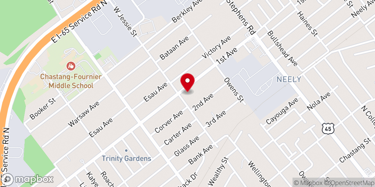 Map showing location of First Avenue Holiness Church