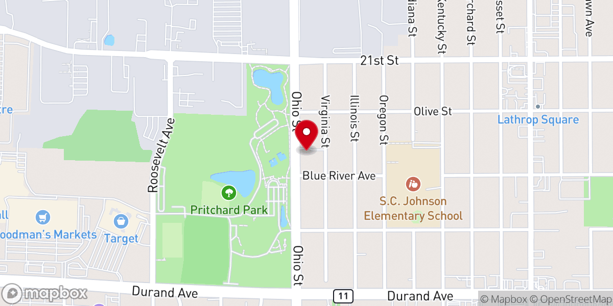 Map showing location of First Evangelical Free Church