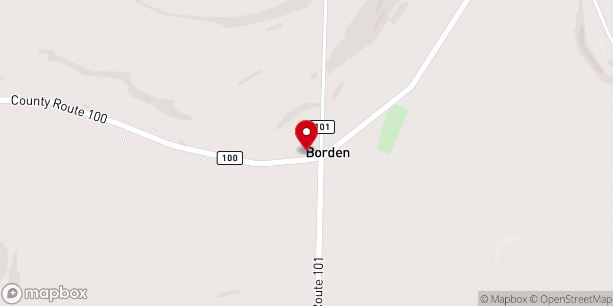 Map showing location of Borden Baptist Church