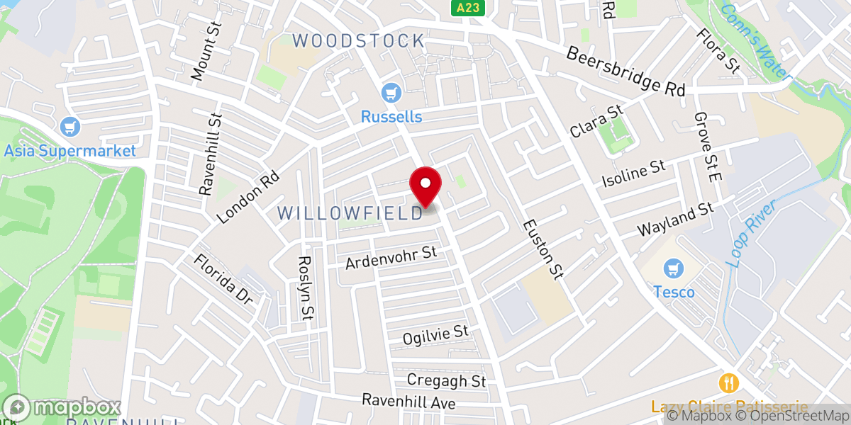 Map showing location of St Anthony's Church