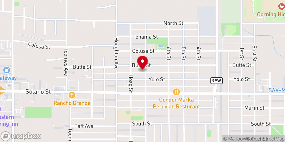 Map showing location of Corning Seventh-Day Adventist Church