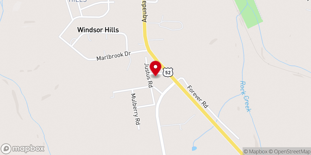 Map showing location of The Rock Christian Fellowship Church