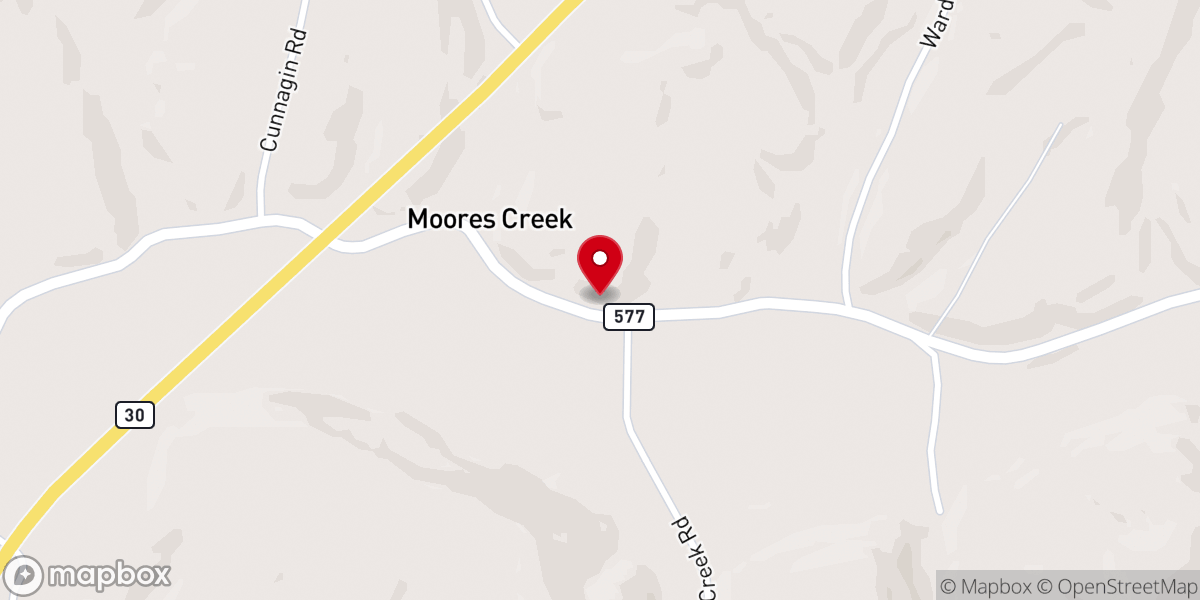 Map showing location of MOORES CREEK HOLINESS CHURCH