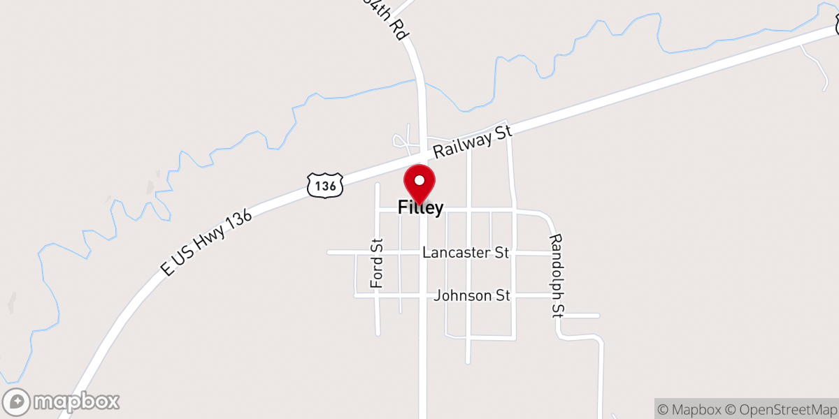 Map showing location of Filley