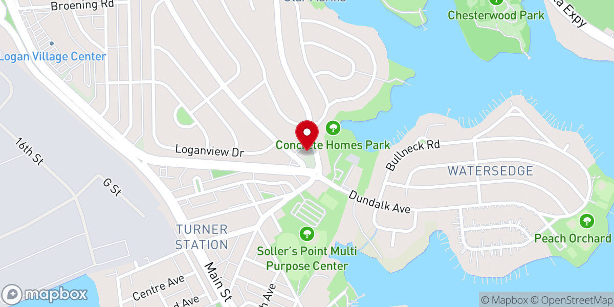 Map showing location of Watersedge Baptist Church