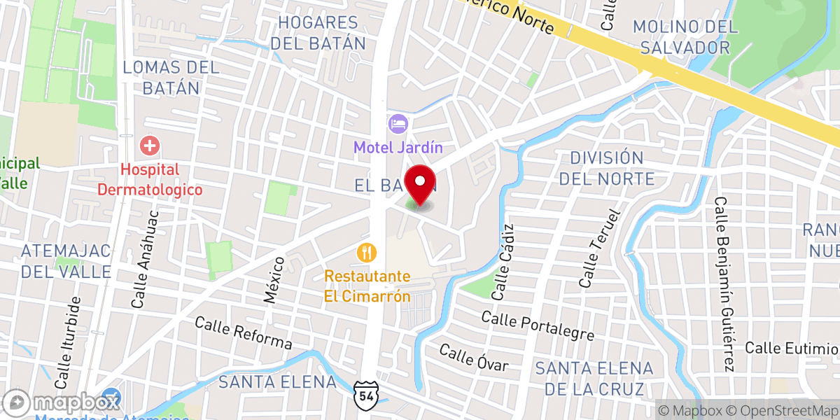 Map showing location of Parroquia de Nuestra Señora del Refugio El Batán