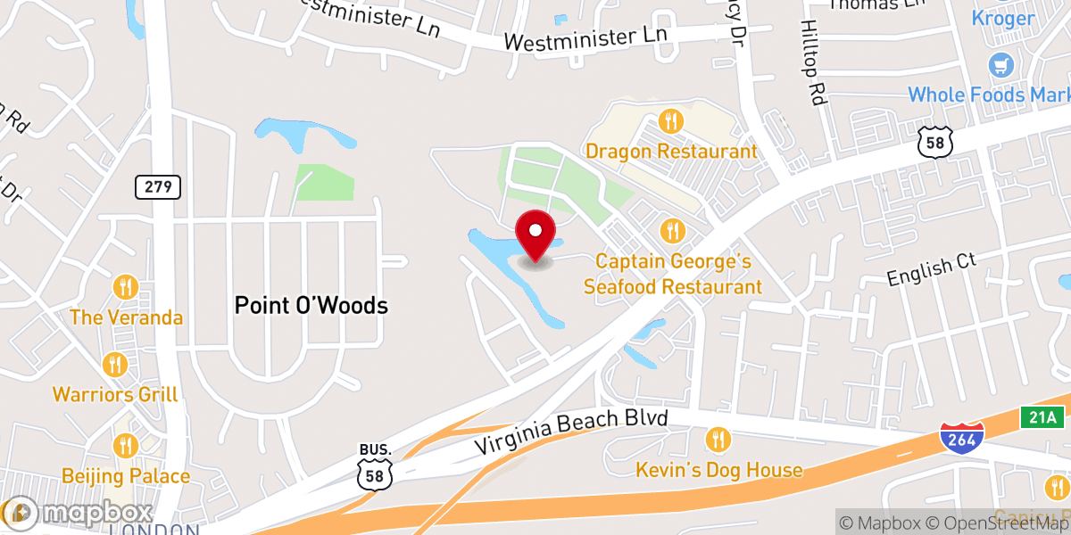 Map showing location of Eastern Shore Chapel- Chapel Food Pantry