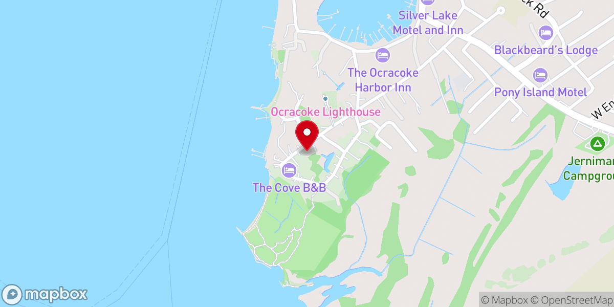 Map showing location of Ocracoke Assembly of God Church
