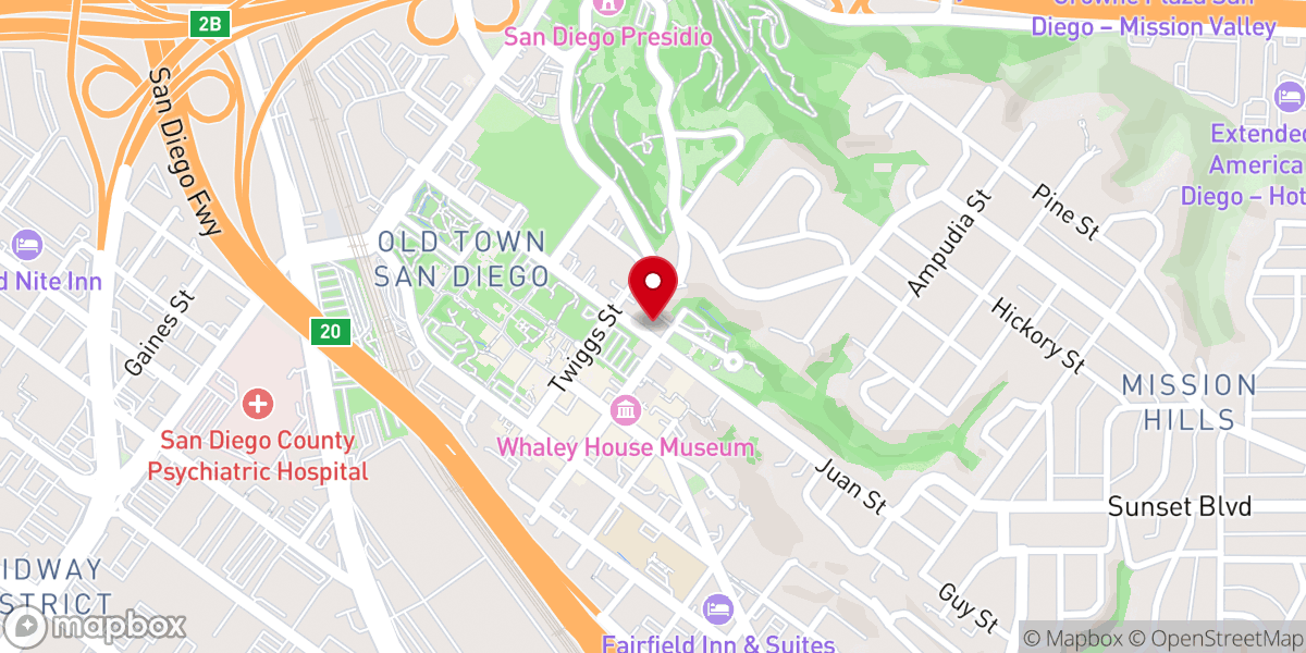 Map showing location of Mormon Battalion Historic Site