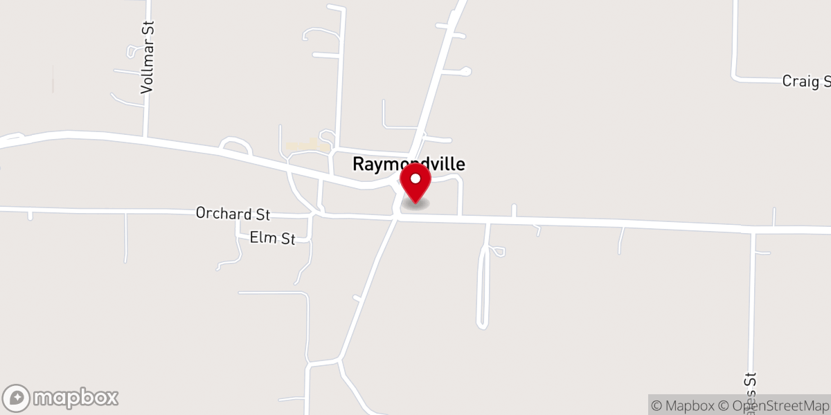 Map showing location of Raymondville Community Church