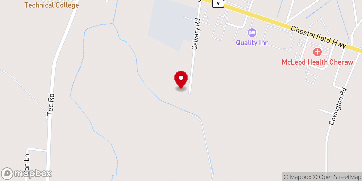 Map showing location of Calvary Baptist Church