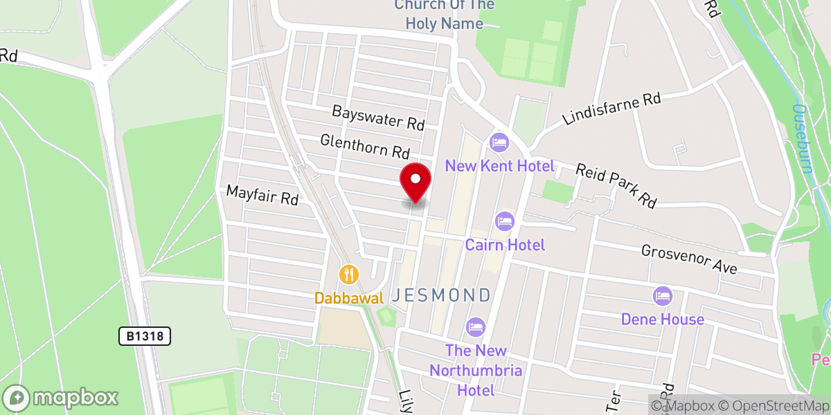 Map showing location of Jesmond Methodist Church