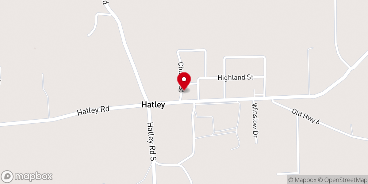 Map showing location of Hatley Missionary Baptist Church