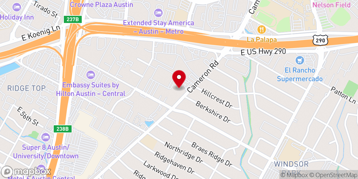 Map showing location of Cameron Road Church of Christ