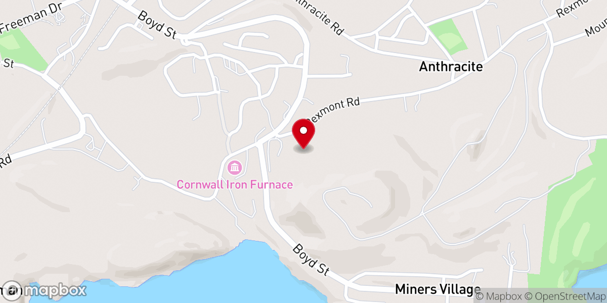 Map showing location of Miners Village Mennonite Church