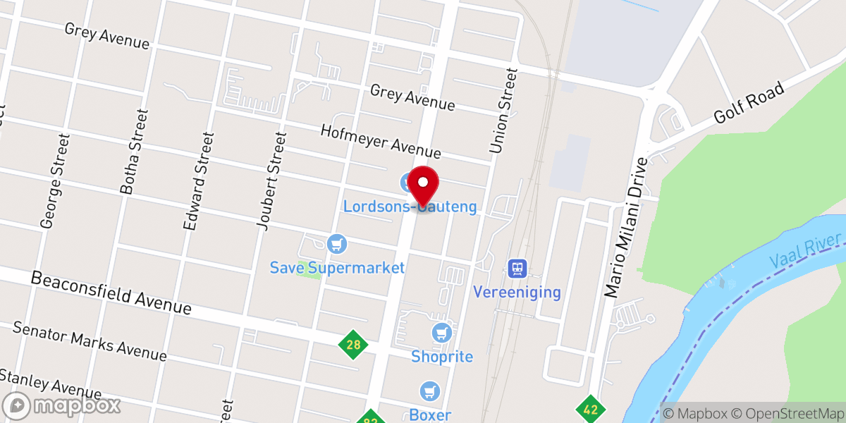 Map showing location of Christ Embassy Vereeniging Central