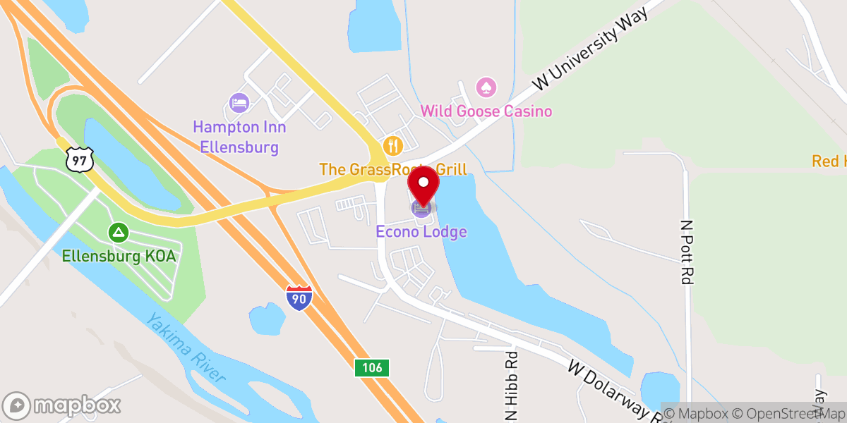 Map showing location of Econo Lodge Ellensburg Near University