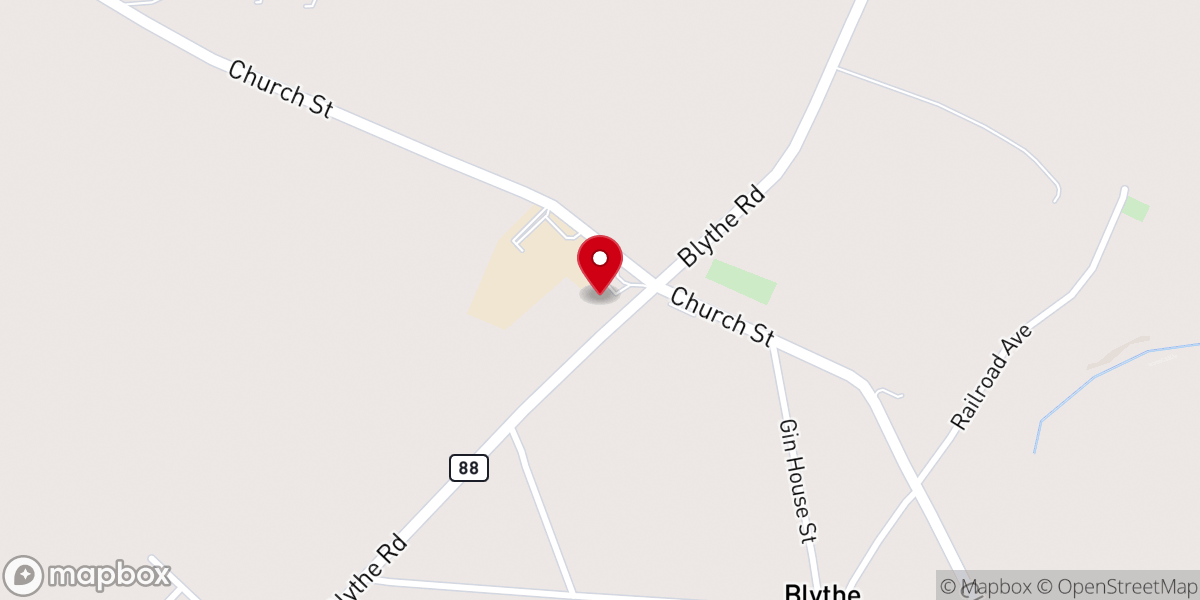 Map showing location of Blythe City Hall