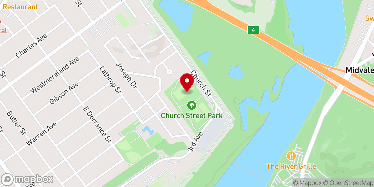 Map showing location of Church Street Park