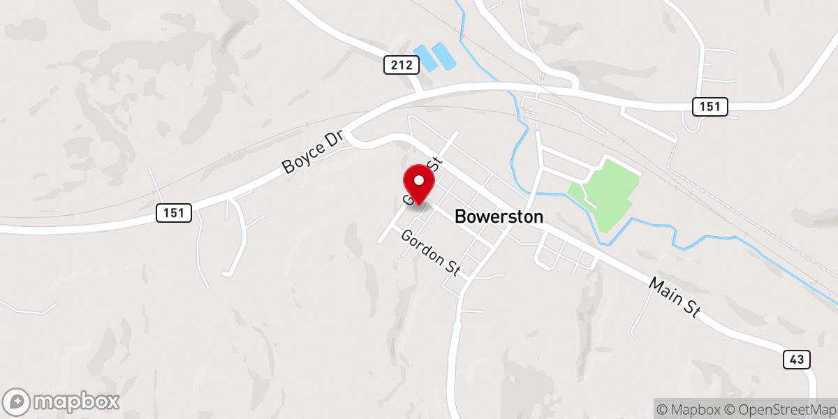 Map showing location of Bowerston First United Methodist