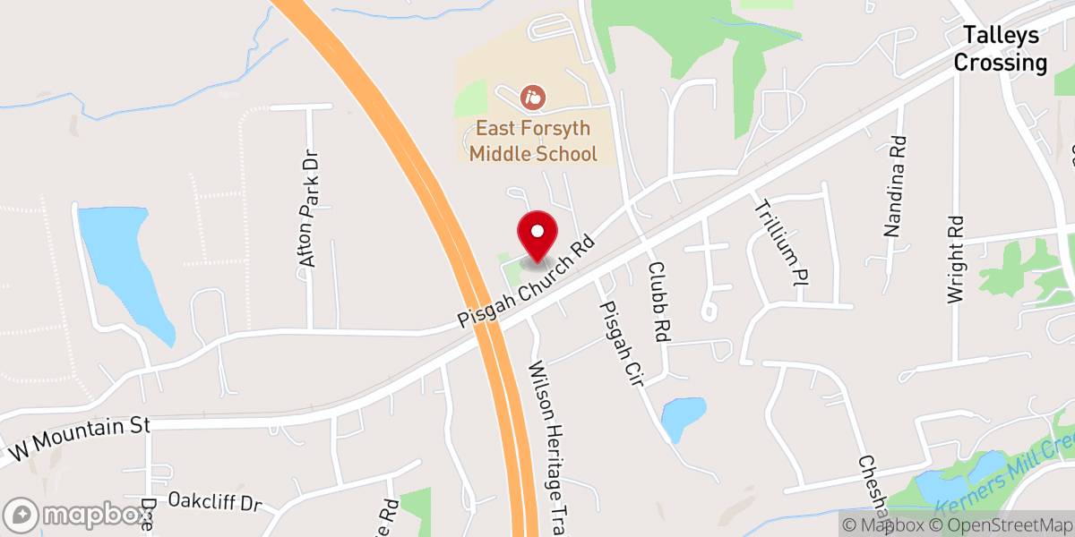 Map showing location of Pisgah United Methodist Church