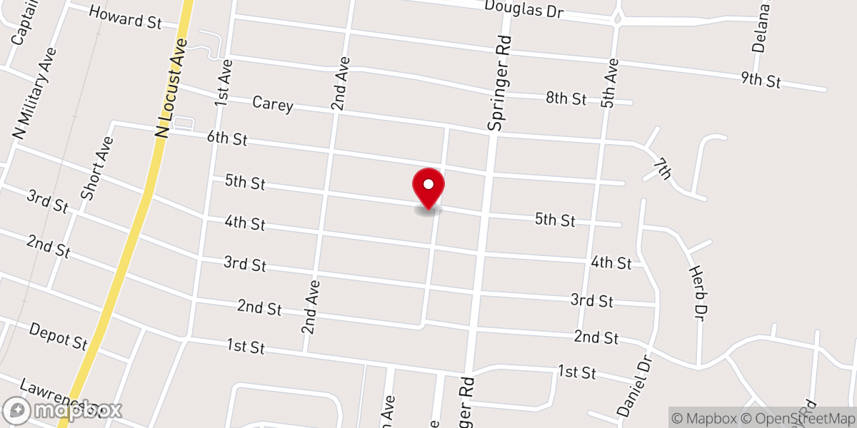 Map showing location of Calvary Baptist Church