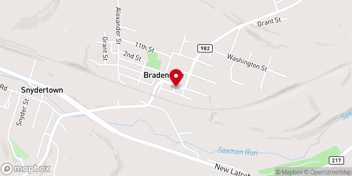 Map showing location of Bradenville United Methodist Church