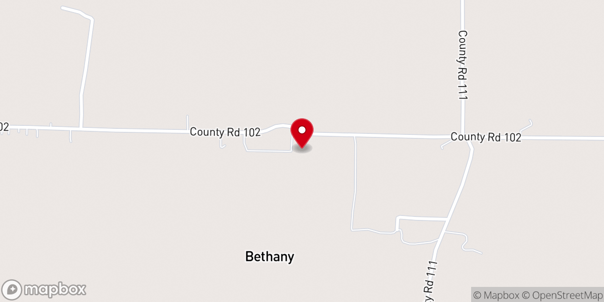 Map showing location of Bethany Church