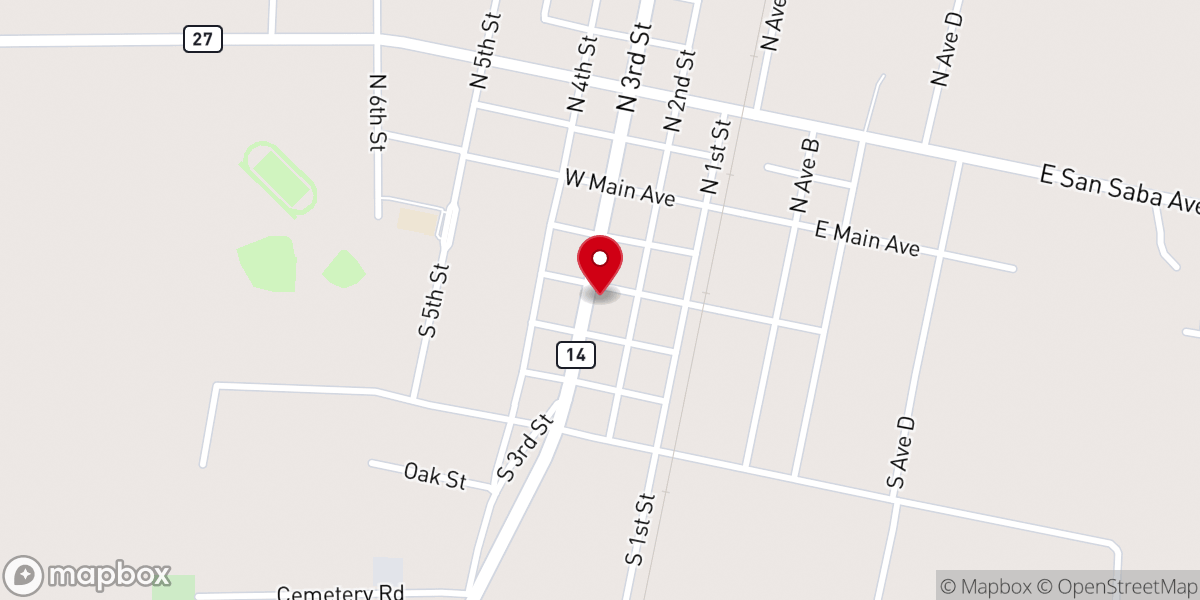 Map showing location of First Baptist Church - Wortham