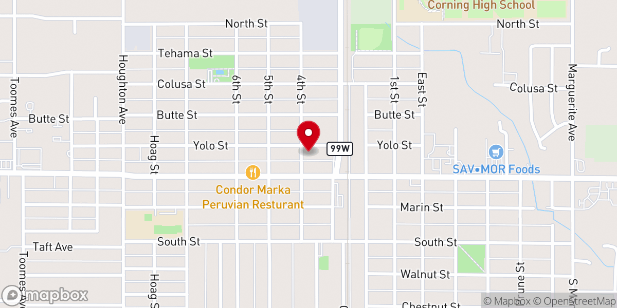 Map showing location of Corning Christian Assistance