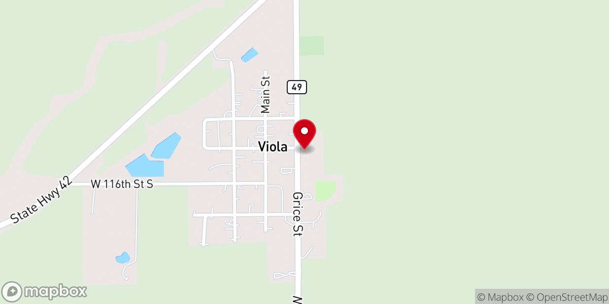 Map showing location of Viola Baptist Church