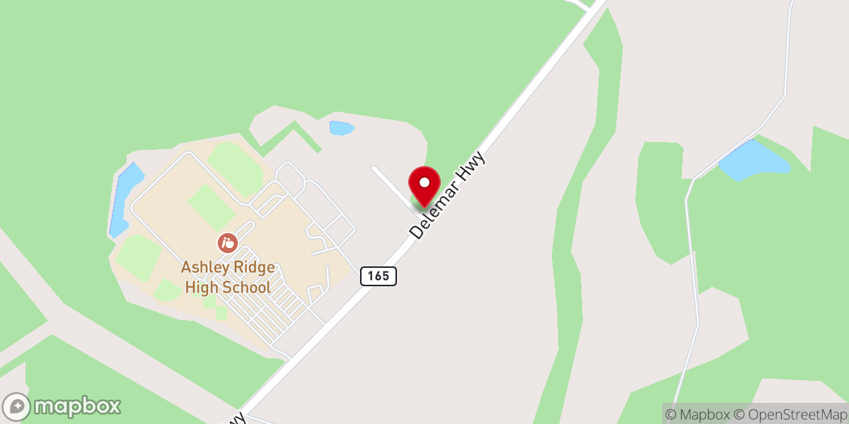 Map showing location of Ashley Ridge Church