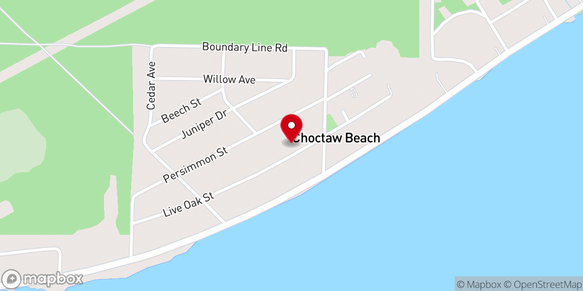 Map showing location of Choctaw Beach Methodist